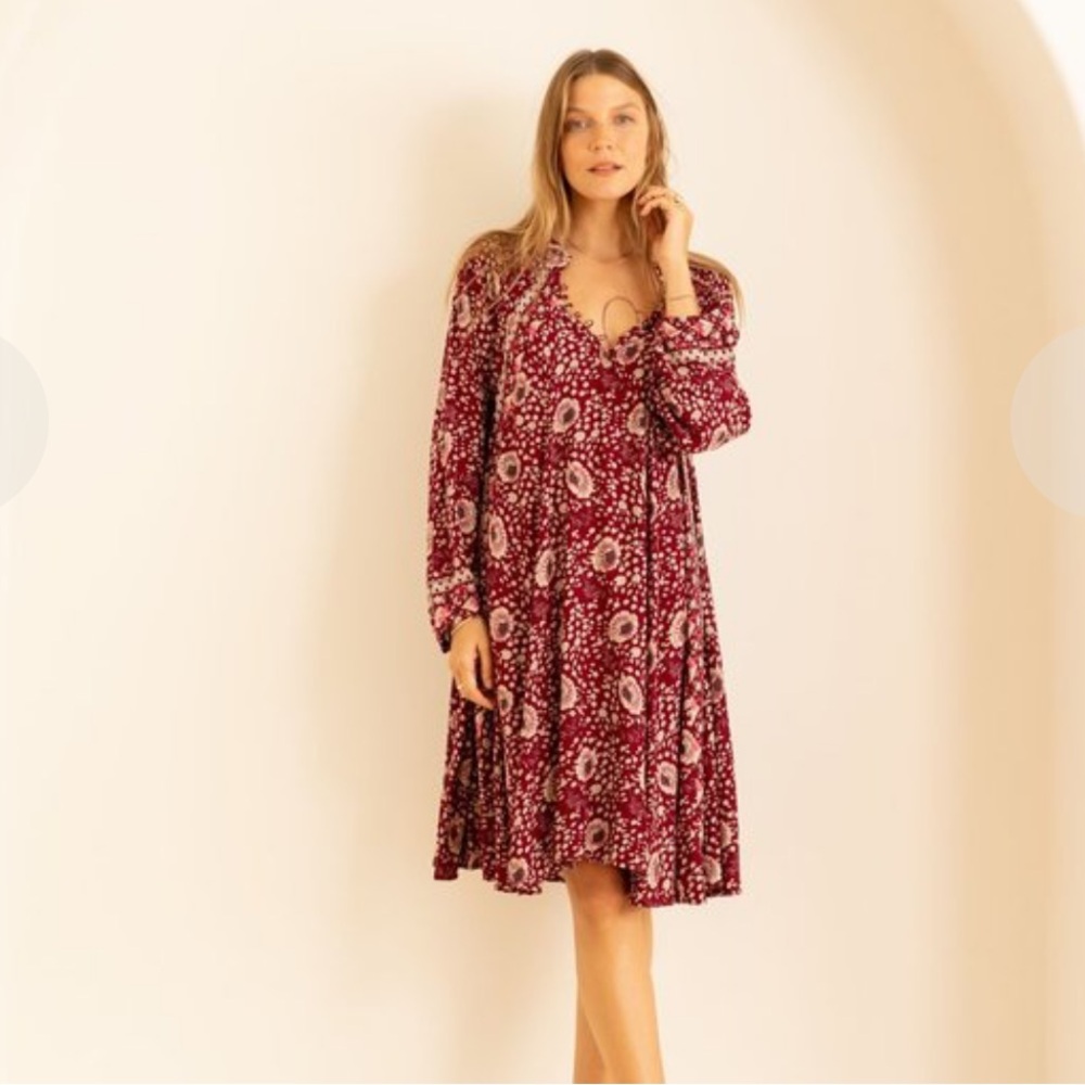 Fiore Short Dress -  Vintage Flowers Red